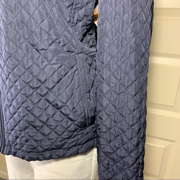 SPANNER Quilted Reversible Jacket Zip Up Sz L Navy Blue Anchors Pattern Pockets - Picture 8 of 15